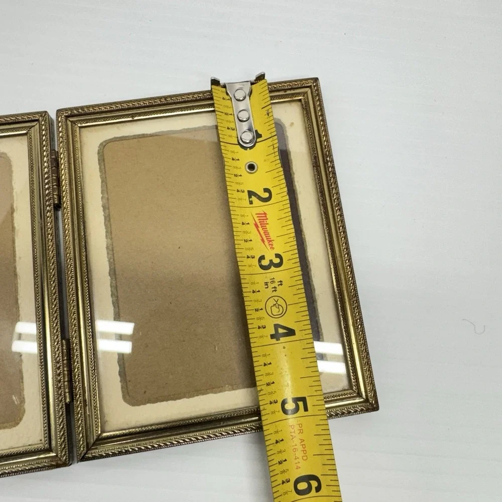 Lot of 4 VTG MCM Bifold Picture Frame Set 5x7 Brass Gold Tone Hinged Double